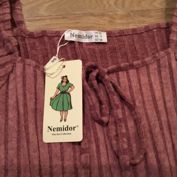 NWT Nemidor Long Sleeve Ribbed Swing Dress with Pocket Plus Size 18 - Picture 5 of 6